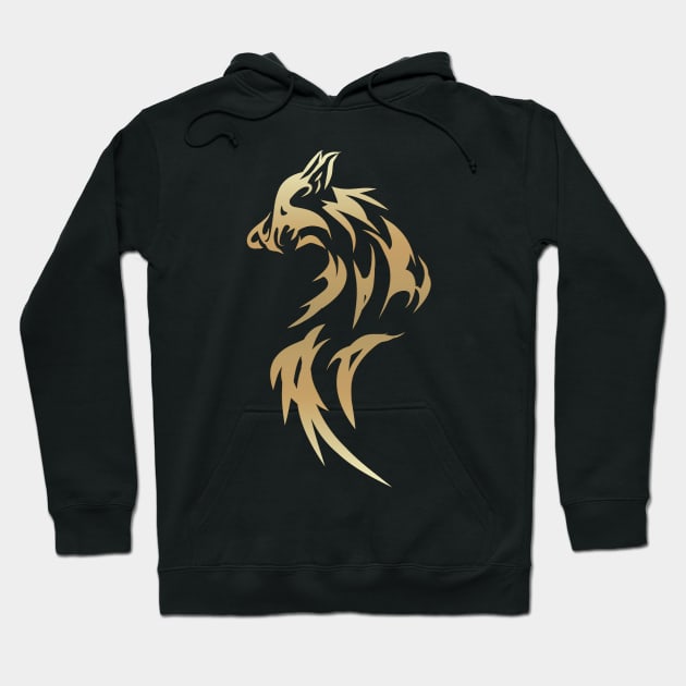 Tribal Abstract Gold Fox Flame Nature Wildlife Animal Lover Hoodie by twizzler3b